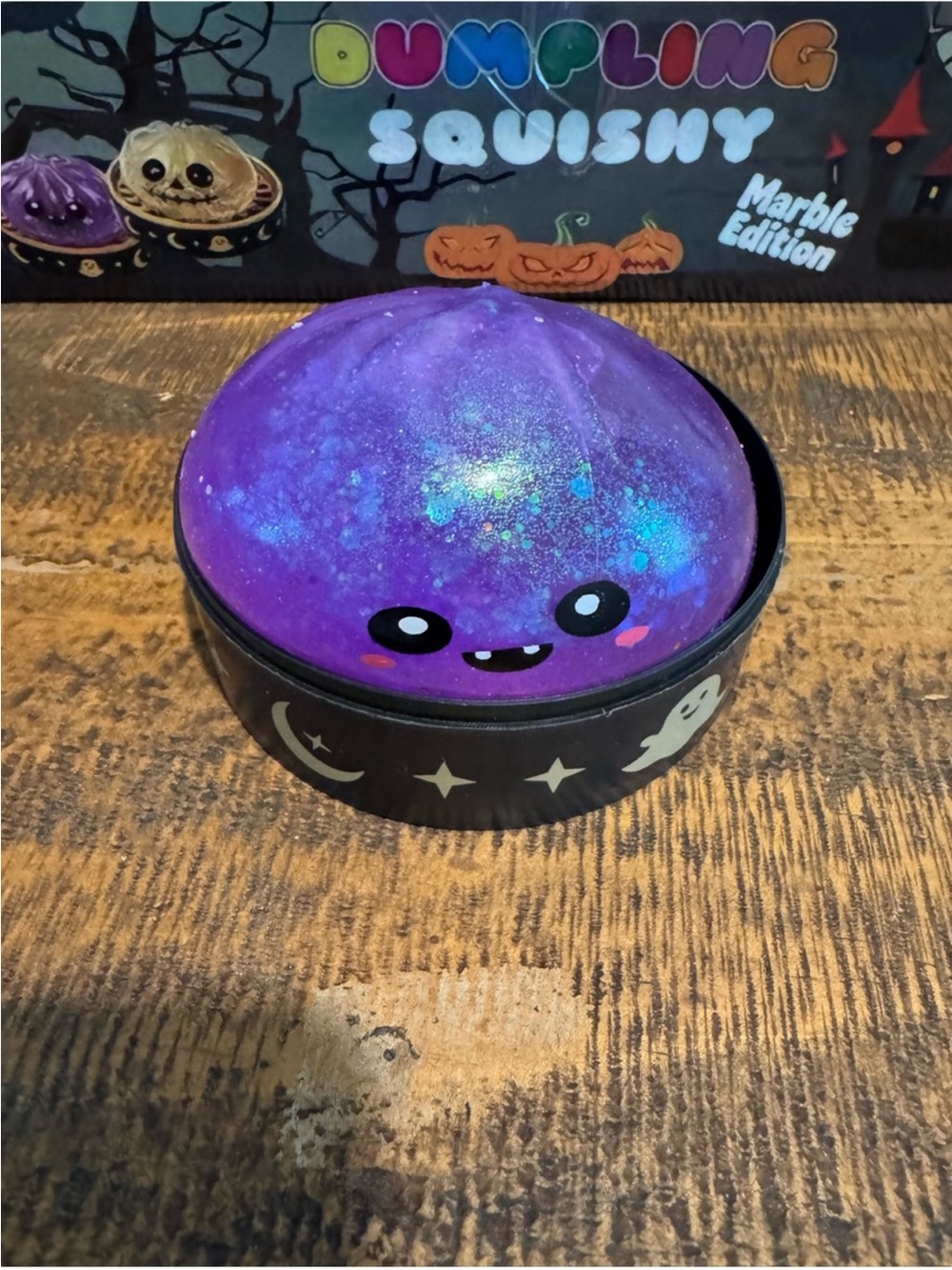 Halloween Purple Marble Dumpling Squishy with Case - Picture 5 of 8